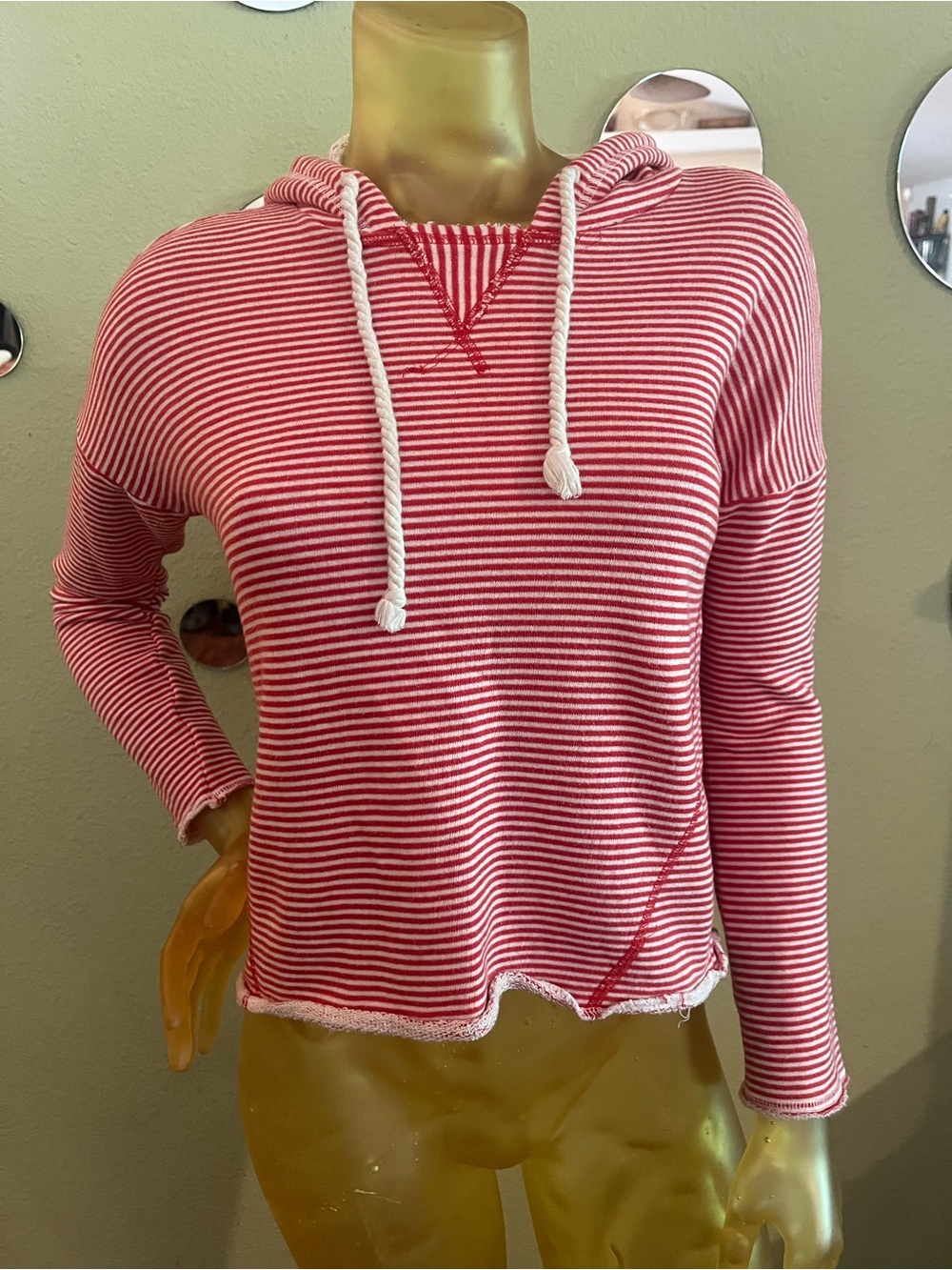 Freshman 1996 Striped Red Hoodie Sweatshirt, Size M